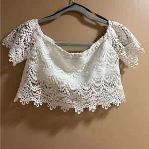 Forever 21 White Lace Off-Shoulder Blouse